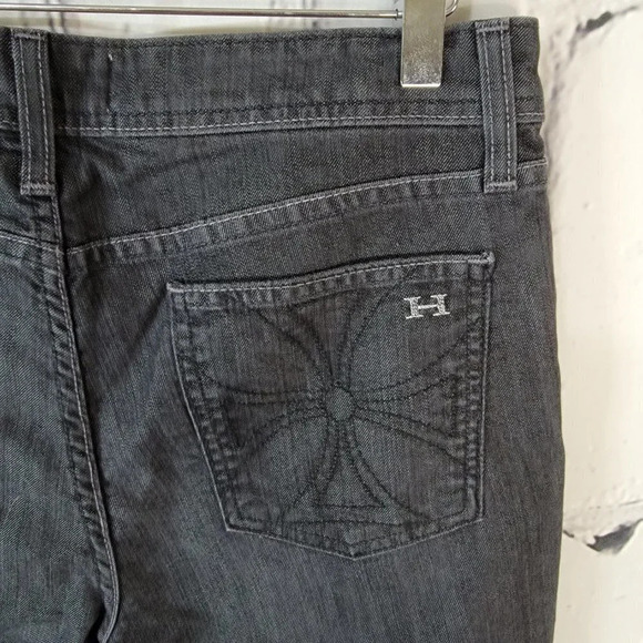 HABITUAL Black Grey Flare Wide Leg Mid-Rise Long Jeans Casual Denim Sz 32 - Picture 5 of 9